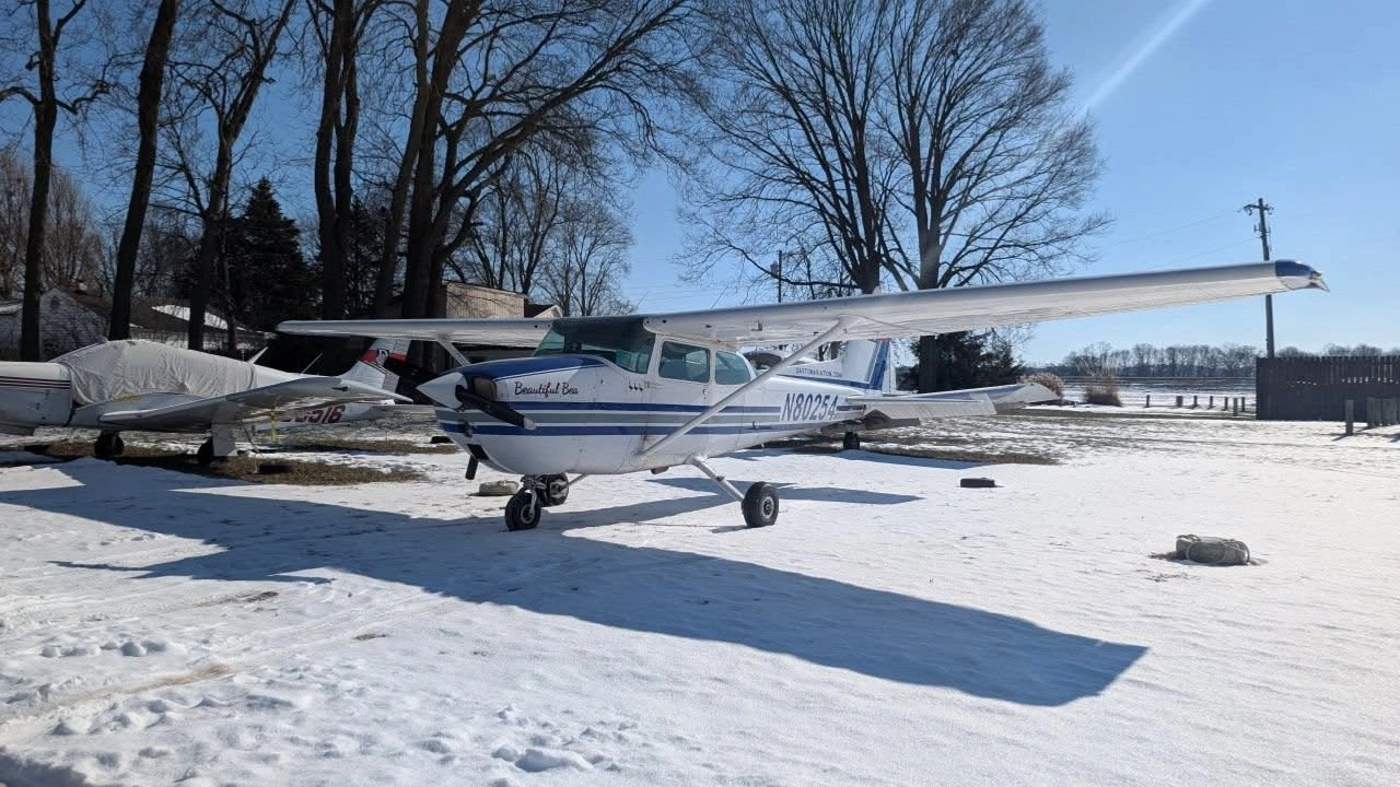 Cessna 172M Beautiful Bea from the front at Dayton Aviation Services